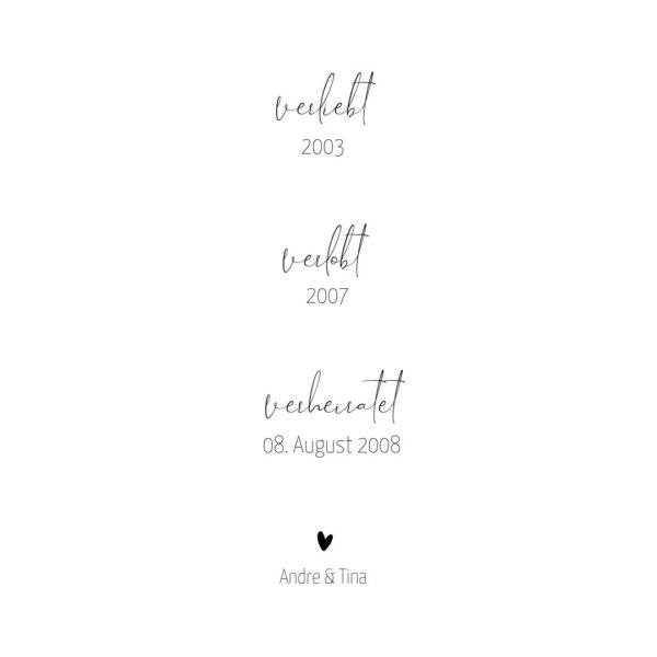 Poster "verliebt, verlobt, verheiratet"