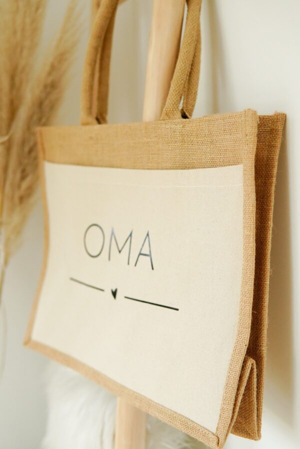 Jutetasche mit weißem Stoff – Bild 2