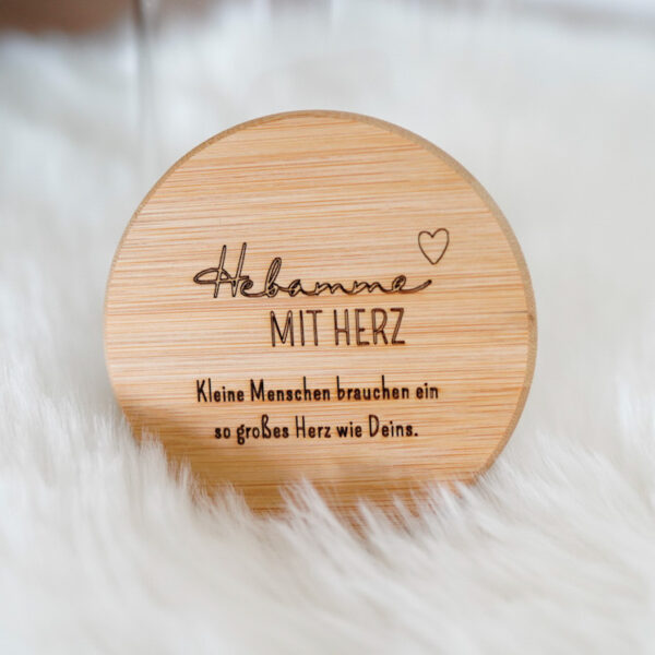 Aufbewahrungsglas Hebamme gravierter Deckel