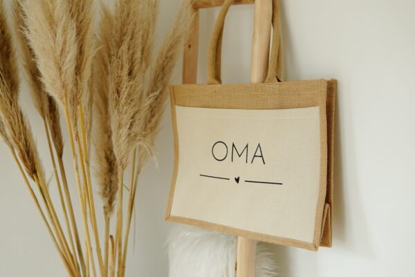 Jutetasche mit weißem Stoff – Bild 4