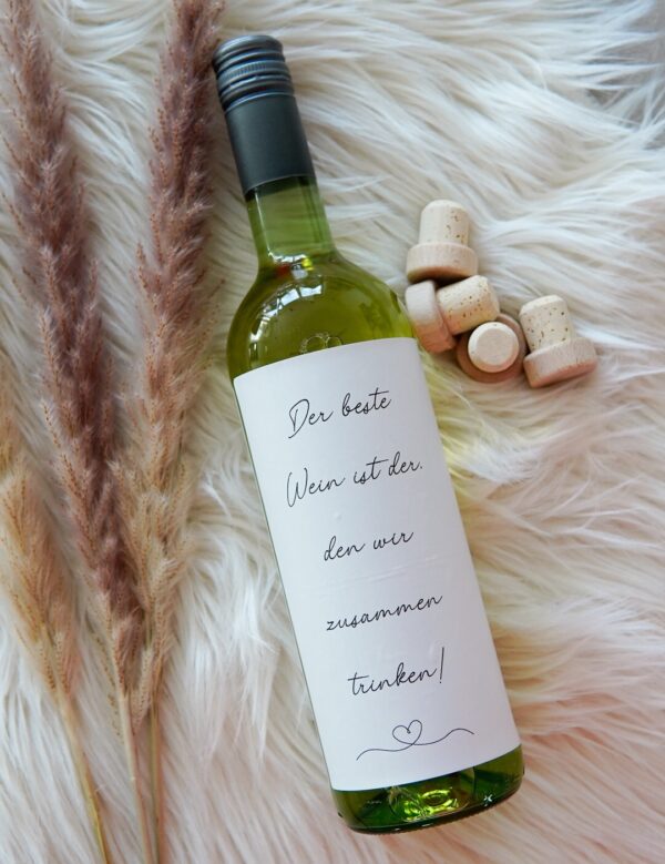 Weinflaschenetikett "Der beste Wein ist der, den wir zusammen trinken.“